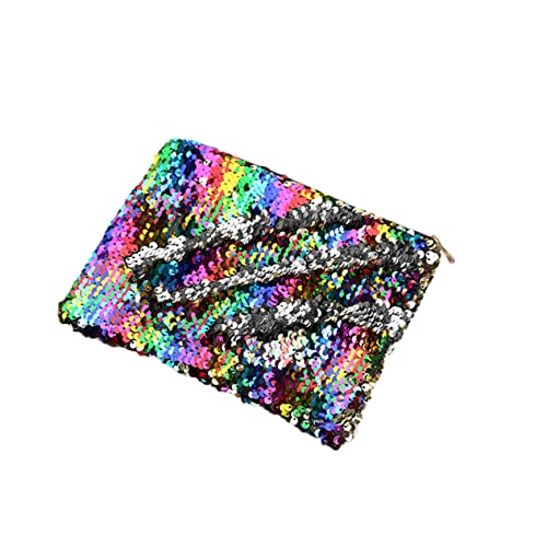 Gadpiparty Glitzer Pailletten Federbeutel Multifunktionale Handtasche für Damen Kosmetiktasche Bleistift Reißverschlusstasche und Silber Stilvolle Schreibwaren für Schule von Gadpiparty