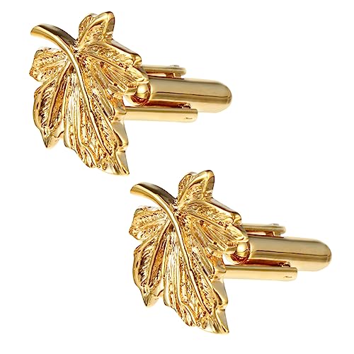 Gadpiparty Goldfarbene Manschettenknöpfe Ahornblatt Design Modische Hemdknöpfe Langlebige Kleidungsverschlüsse Elegantes Paar für Herren und Damen Geeignet für Hochzeit Business und Formelle von Gadpiparty