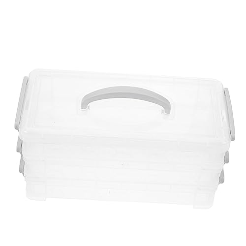 Gadpiparty Handgehaltener Bleistiftkasten Tragbare Stiftesammelbox mit Abnehmbarem Design Stapelbar für Stifte Wasserfarben und Büromaterial Transparent mit Grauem Deckel von Gadpiparty
