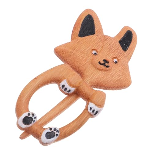 Gadpiparty Handgeschnitzte Holzbrosche Corgi Cartoon Motiv Vintage Stil Natürliches Material Rutschfester Schalclip für Damen Mädchen Pullover und Tücher Zubehör von Gadpiparty