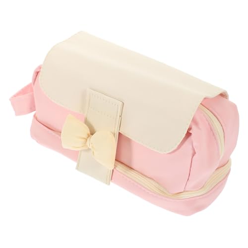 Gadpiparty Kreatives Federmäppchen aus Canvas mit Reißverschluss und Schleifen Design Multifunktionales Stifte Organizer für Schule Pink und Weiß von Gadpiparty