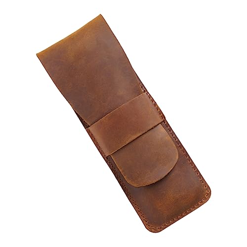 Gadpiparty Leder Stiftetasche Für Schüler Retro Stifte Aufbewahrungstasche Langlebige Bleistiftetui Aus Rindsleder Stiftehalter Für Studenten Umweltfreundliche Stift Tasche von Gadpiparty