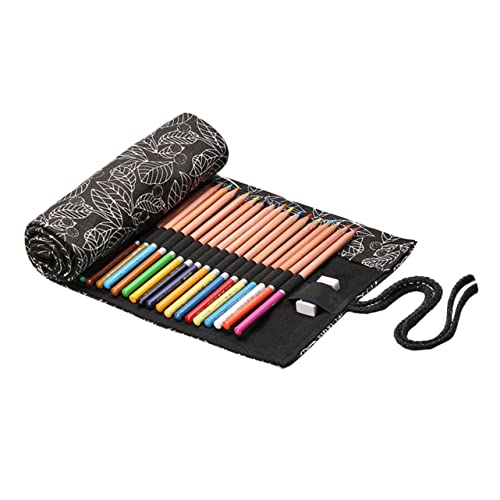 Gadpiparty Mäppchen Reisen groß Bleistifte Tragbarer Bleistiftbeutel Veranstalter Bleistift-Aufbewahrungs-Organizer Bleistiftspeicherorganisator Rollstifthalter Schwarz von Gadpiparty