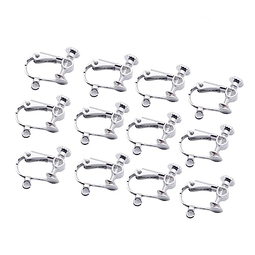 Gadpiparty Ohrclips Silber 12 Stück Clip Ohrring Komponenten mit Flachkopf und Loch für Durchstochene Ohren Selbstgemacht Ohrringe für Frauen und Mädchen von Gadpiparty
