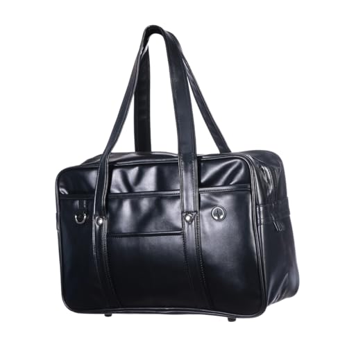 Gadpiparty PU Handtasche Japanische Uniform Schultertasche Damen Bürotasche mit Kopfhöreranschluss und Rutschfestem Boden Langlebige Umhängetasche aus Schwarzem PU für Schule und von Gadpiparty