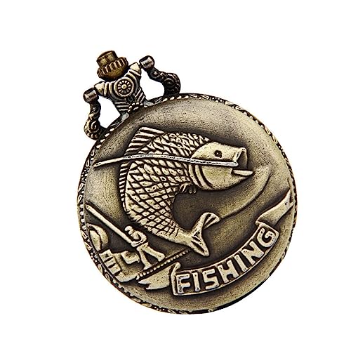 Gadpiparty Retro Taschenuhr Mit Prägung Karpfen Bronze Angeln Taschenuhr Vintage Design Quarzwerk Kreative Hängende Uhr Für Kleidung von Gadpiparty