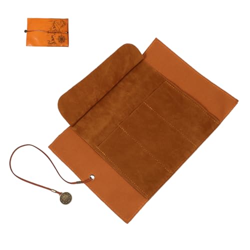 Gadpiparty Rollen Lederstifttasche Bleistift Fall Schreibwaren federmäppchen Tasche für Stifte Federbeutel Kleiner Beutelbeutel Stiftverpackungs-Organizer Brown von Gadpiparty