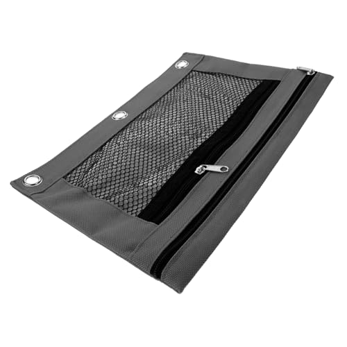 Gadpiparty Binder Bleistifttasche Mit Reißverschluss 3-Ring Ordner Transparent Für Büro Und Schule Zur Aufbewahrung Von Dokumenten Grau von Gadpiparty