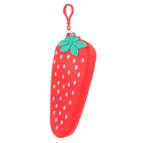 Gadpiparty Süßes Federmäppchen Erdbeer Design Silikon Mäppchen Große Kapazität Stifteetui für Schüler Mädchen Jungen Schreibwaren Tasche mit Reißverschluss Pencil Case von Gadpiparty