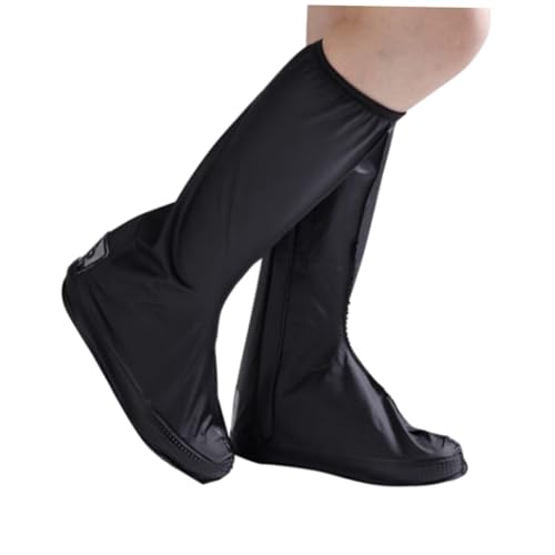 Gadpiparty wasserdichte Overshoes Herren XL mit Rutschfester Dicker Gummisohle Regenfeste Hohe Schuhüberzieher mit Reißverschluss und Elastischem Schwarz Passend für Schuhgröße von Gadpiparty