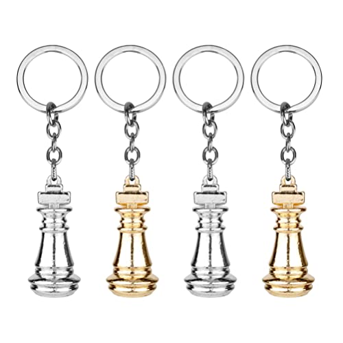 Schach Schlüsselanhänger Keychain Schlüsselbund Schlüsselring mit Schachfiguren für Autoschlüssel Tasche Dekoration Geschenk für Schachspiele Lieber Schachmeister 4 Stück Gold Silber von Gadpiparty