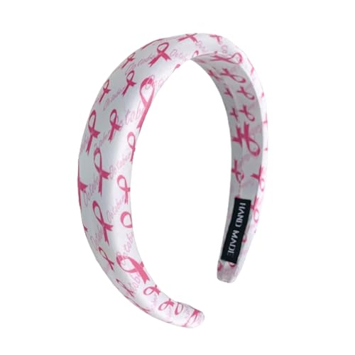 Gaduupa Haarband für Brustkrebs-Bewusstsein, breites elastisches Haarband, weißer Buchstabe, Haarbänder, Brustkrebs-Bewusstseins-Monat, Haarschmuck für Damen und Mädchen (Stil A) von Gaduupa