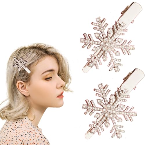 Haarspange mit Schneeflocken-Motiv, glitzernde Strasssteine, Schneeflocke, Haarschmuck für Damen, festlich, Party, Hochzeit, Brautschmuck, Haarschmuck (Silber) von Gaduupa