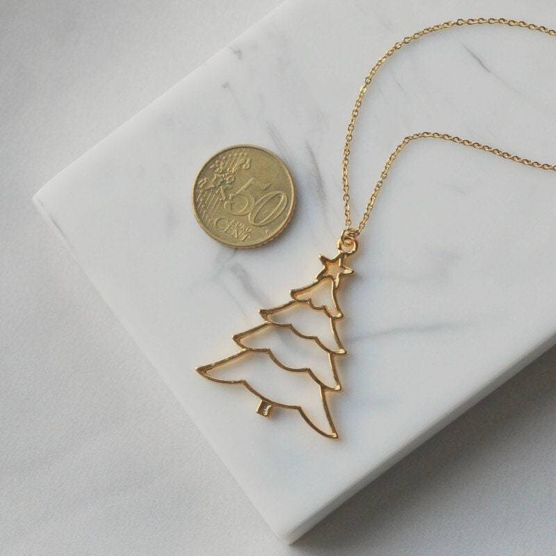 Christmas Tree Gold Necklace, Festive Gift, Present, Minimalist, Christmas, Xmas, Winter Jewelry von Gaealia