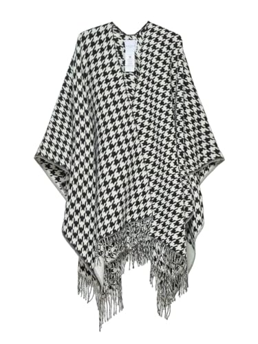 GAELLE PONCHO AUS PIED POULE MIT LOGO, Schwarz , PONCHO von Gaelle