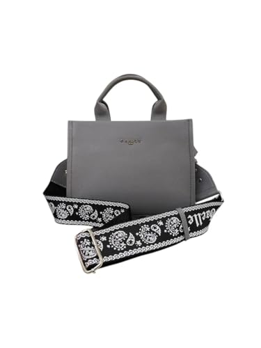 Gaëlle Handtasche aus grauem Leder mit dekorativem Schultergurt, elegantes Design von Gaëlle