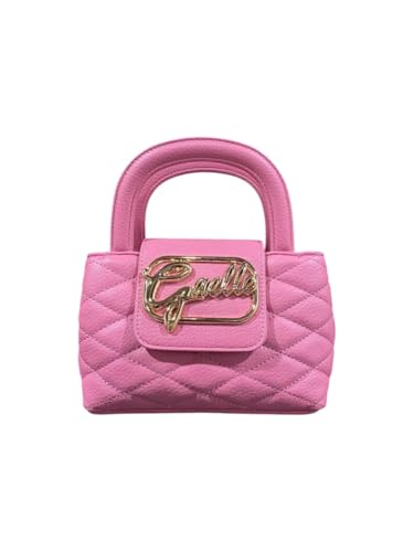 Gaëlle Mini-Tasche gesteppt aus rosafarbenem Leder mit goldenem Logo, doppelte Griffe, elegantes Design von Gaëlle