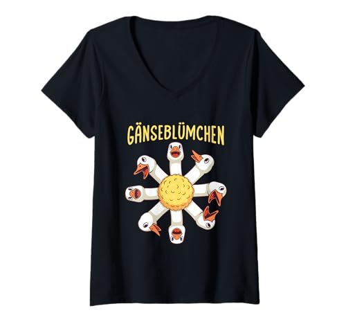 Damen Garten Chefin Gartenarbeit Gärtnerin Gänseblümchen T-Shirt mit V-Ausschnitt von Gärtner Gärtnerei Gartenpflege Hobby Grüner Daumen