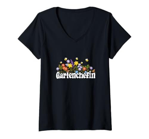 Damen Gärtnerin Gardener T-Shirt with German Text Gartenchefin T-Shirt mit V-Ausschnitt Damen Gärtnerin Gardener T-Shirt with German Text Gartenchefin T-Shirt mit V-Ausschnitt von Gärtnerin Gartenchefin Gärtner Bekleidung