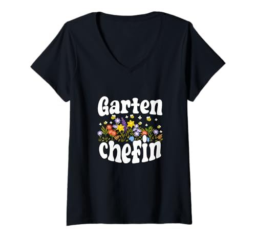 Damen Gärtnerin Gardener T-Shirt with German Text Gartenchefin T-Shirt mit V-Ausschnitt Damen Gärtnerin Gardener T-Shirt with German Text Gartenchefin T-Shirt mit V-Ausschnitt von Gärtnerin Gartenchefin Gärtner Bekleidung