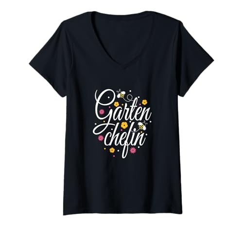 Damen Garden Chef T-Shirt with German Text Gartenchefin T-Shirt mit V-Ausschnitt Damen Garden Chef T-Shirt with German Text Gartenchefin T-Shirt mit V-Ausschnitt von Gärtnerin Gartenchefin Gärtner Bekleidung