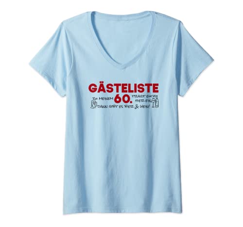 Damen Gästeliste 60. Gäste Liste Gästebuch 60 Geburtstag Frau Mann T-Shirt mit V-Ausschnitt Damen Gästeliste 60. Gäste Liste Gästebuch 60 Geburtstag Frau Mann T-Shirt mit V-Ausschnitt von Gästebuch 60 Jahre - Gästeliste 60. Geburtstag