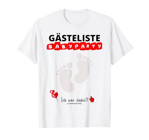 Gästebuch Babyparty Geburt Junge Mädchen Gästeliste T-Shirt von Gästeliste Babyparty Baby Shower Gäste Buch