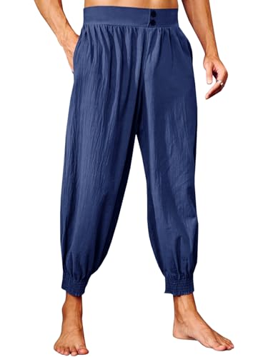 Gafeng Herren-Piratenhose, Mittelalter, Renaissance, Wikinger, Kolonialstil, elastische Taille, Halloween, Baumwolle, Kostüm-Hose, Marineblau, Large Gafeng Herren-Piratenhose, Mittelalter, Renaissance, Wikinger, Kolonialstil, elastische Taille, Halloween, Baumwolle, Kostüm-Hose, Marineblau, Large von Gafeng