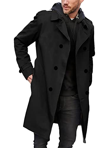 Gafeng Herren Trenchcoat zweireihig gekerbt Revers Lässig Slim Fit Lange Jacke Windbreaker Übermantel, Schwarz, M Gafeng Herren Trenchcoat zweireihig gekerbt Revers Lässig Slim Fit Lange Jacke Windbreaker Übermantel, Schwarz, M von Gafeng
