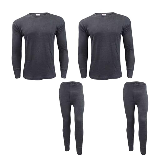 Gaffer | Herren-Thermo-Set (lange Unterhosen und T-Shirt) | Warme Winter-Skibekleidung, Unterwäsche Gr. 36-41, 2 x Komplettset Holzkohle. von Gaffer