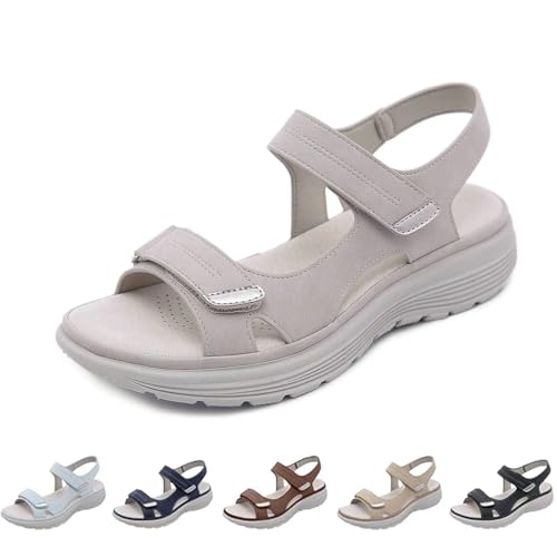 Gafutozm Ergoliva Orthopädische Damensandalen Für Schmerzlinderung, Gesundheitssandalen Bequem Leichte Sommer Sandalen (Grau, Erwachsene, Damen, 38, Numerisch, EU Schuhgrößensystem, M) von Gafutozm