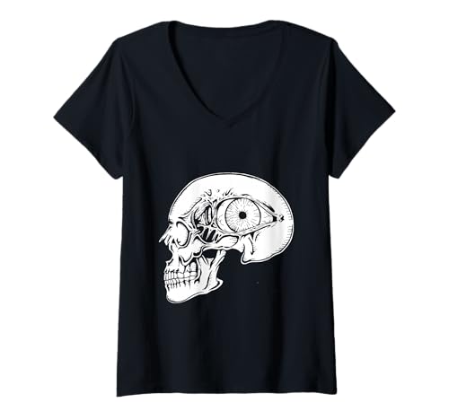 Damen Totenkopf T-Shirt mit V-Ausschnitt Damen Totenkopf T-Shirt mit V-Ausschnitt von Gag Gift Funny Novelty