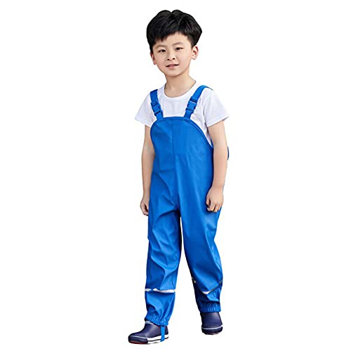 Gaga city Regenhose Kinder Regenlatzhose Regenoverall Buddelhose Jungen Outdoor Sport Hose wasserdichte Atmungsaktiv Matschhose Mädchen Blau/110/116 von Gaga city