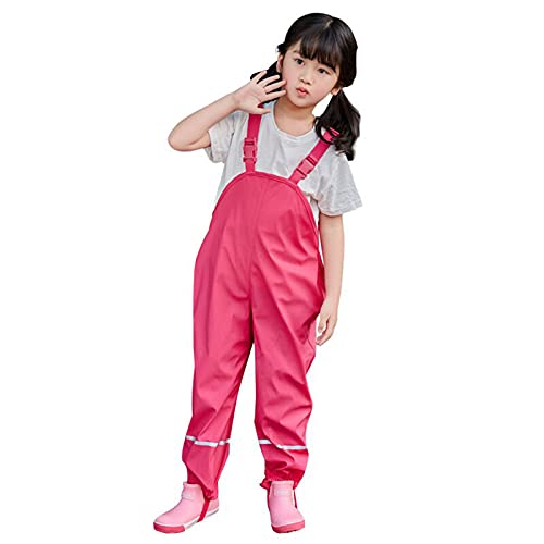 Gaga city Regenhose Kinder Regenlatzhose Regenoverall Buddelhose Jungen Outdoor Sport Hose wasserdichte Atmungsaktiv Matschhose Mädchen Rose/134/140 von Gaga city