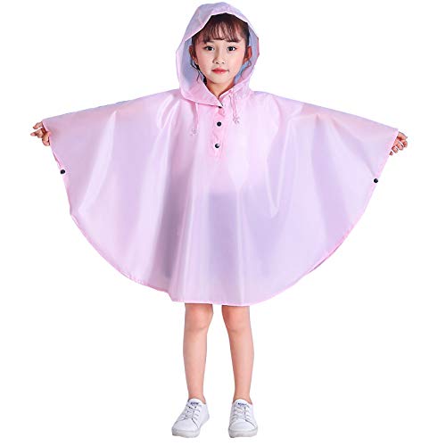 Gaga city Regencape Kinder, Unisex Kinder Regenponcho Faltbar Regenjacke Hell-Pink/L von Gaga city