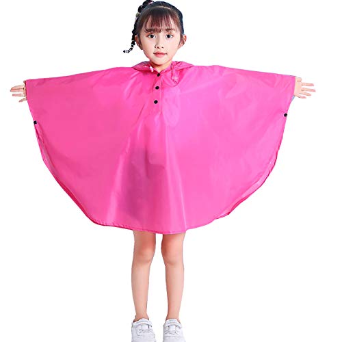 Gaga city Regenponcho Kinder Jungen Regen Poncho Wiederverwendbar Leichte Wasserdicht Regenmantel Rosa/M von Gaga city