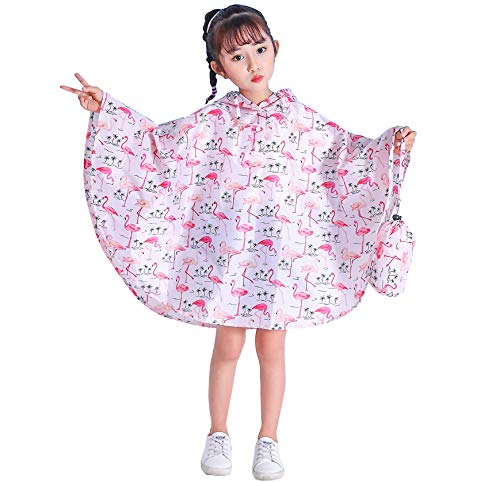 Gaga city Regenponcho Kinder Fahrrad Kids Regenmantel Kinder Regenjacke Regen Regencape Regenbekleidung Cute Unisex Jungen Mädchen Rosa Flamingo/S von Gaga city