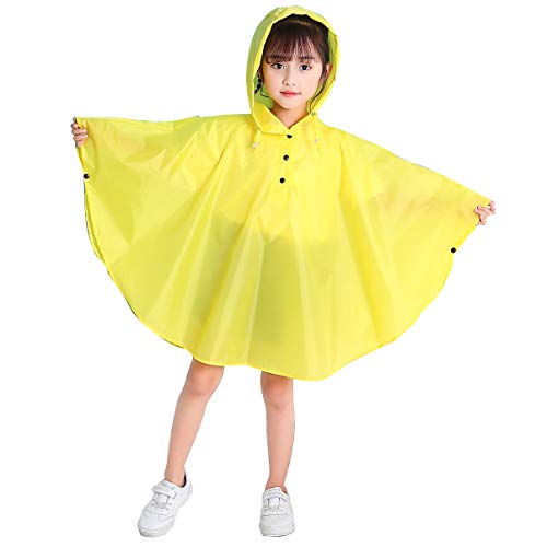 Gaga city Regenponcho Kinder Mädchen & Jungen Kids Regenmantel Regenjacke Regen Regenponcho Regencape Regenbekleidung Cute Unisex Regenjacke Regen Slicker Gelb/XL von Gaga city