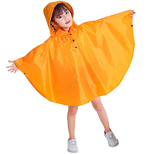 Gaga city Regenbekleidung Kinder Regenponcho Regencape Baby mit Kapuze Regencape für Jungen Mädchen Orange/L von Gaga city