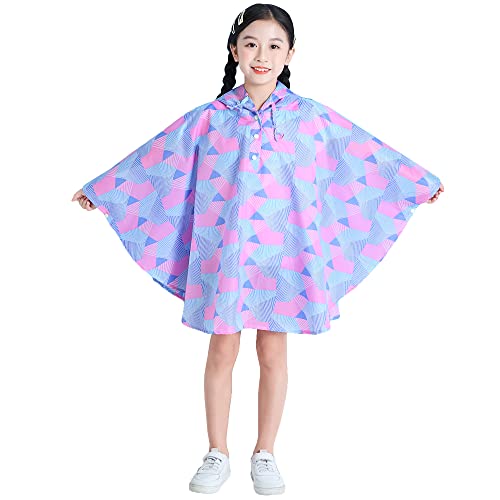 Gaga city Regencape Mädchen Regenponcho Jungen Kinder Regenponcho Umhang Rosa Gedruckt XL/8-12 Jahre von Gaga city