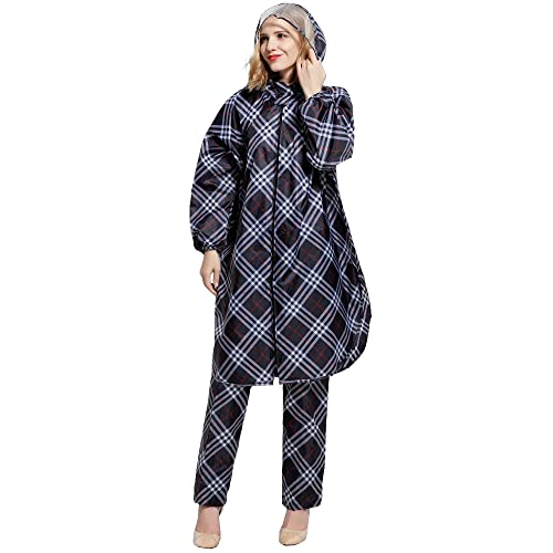 Gaga city Regenponcho Durchsichtig Wiederverwendbar Poncho Wasserdicht mit Langarm und Wasserdichter Beinmanschette Ideal für Outdoor-Camping, Wandern, Angeln, Fahrrad ect Navy Blau von Gaga city