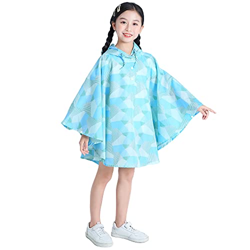 Regenponcho Kinder Mädchen Regencape Regenmantel Cape Kinder Blau gedruckt XL 9 Jahre 10 Jahre 11 Jahre 12 Jahre von Gaga city