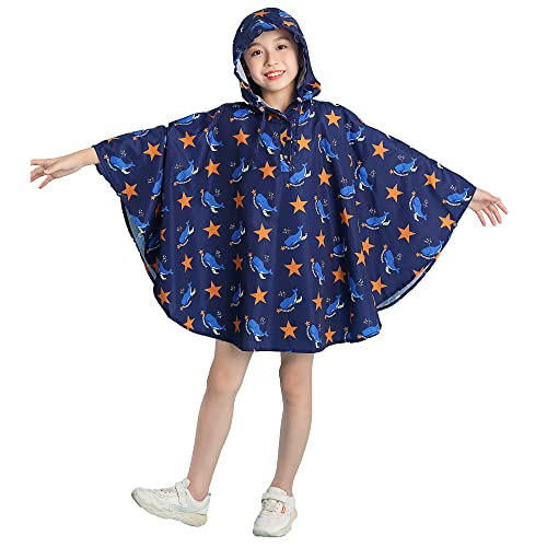 Gaga city Regenponcho Kinder Wasserdicht Regencape mit Kapuze Kleine Jungen Mädchen Stern und Hai Gedruckt M-98/116 von Gaga city