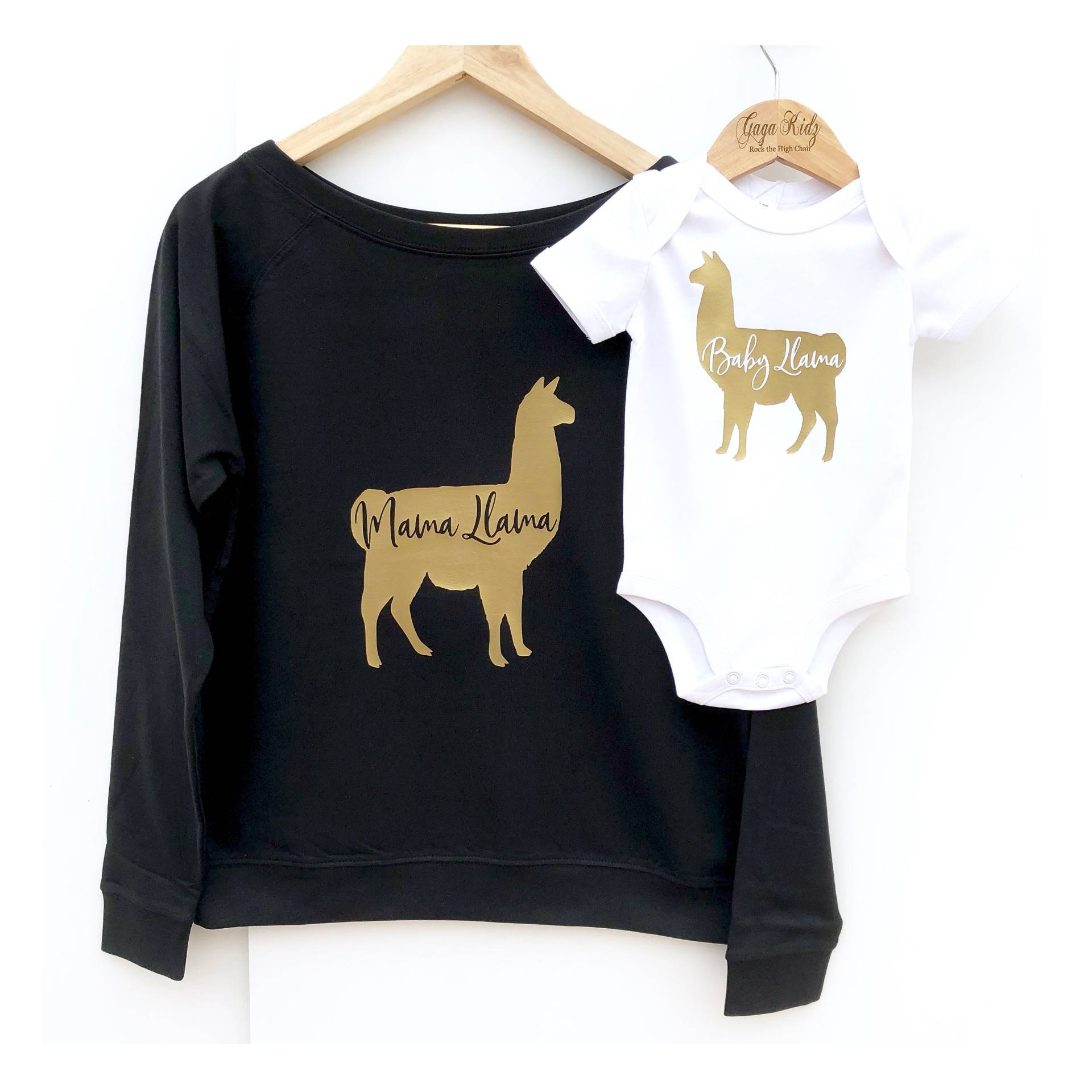 Mama Llama & Baby Lama Outfit Golddruck Mommy & Me Set Mama Llama & Baby Lama Outfit Golddruck Mommy & Me Set von GagaKidz
