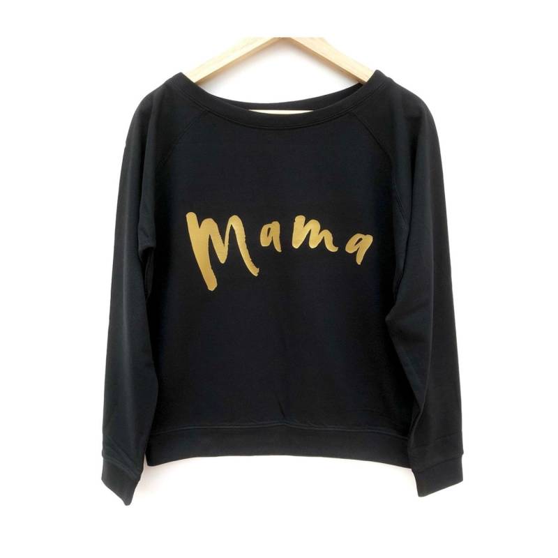 Mama Sweatshirt Gold-Print, Off-The-Shoulder-Baumwollpullover von GagaKidz