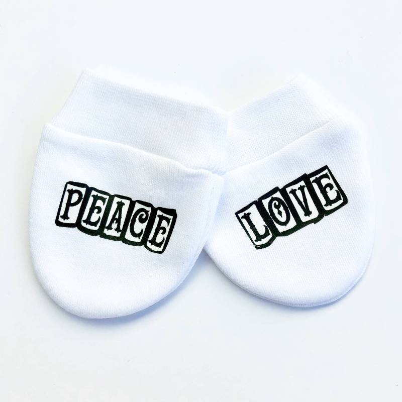 Peace & Love Baby Handschuhe Kratzhandschuhe Aus Baumwolle, Geschenk Zur Geburt Peace & Love Baby Handschuhe Kratzhandschuhe Aus Baumwolle, Geschenk Zur Geburt von GagaKidz