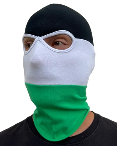 PGWEAR Sturmhaube Streifen und Einfarbig I Unisex Einheitsgröße I schwarz weiß rot blau gelb grün (schwarz/weiß/grün) von Gagaciso