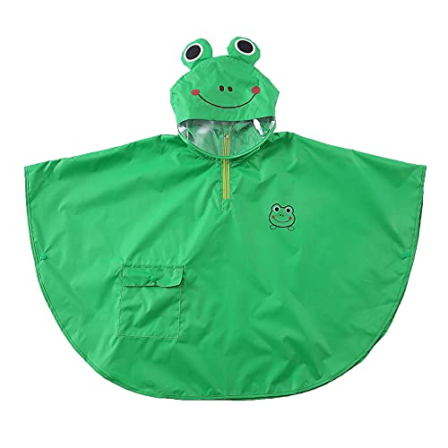 Wasserdicht Winddicht Poncho Cape Impermeable für Kinder Mädchen Regenjacke mit 3D Cartoon Tier Muster Green Frog/M von Gagacity