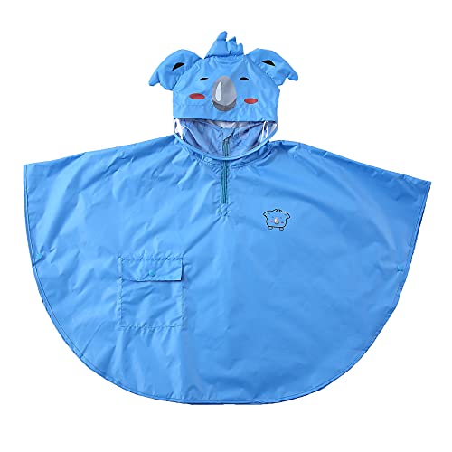 Wasserdicht Winddicht Poncho Cape Impermeable für Kinder Mädchen Regenjacke mit 3D Cartoon Tier Muster Blau Koala/L von Gagacity