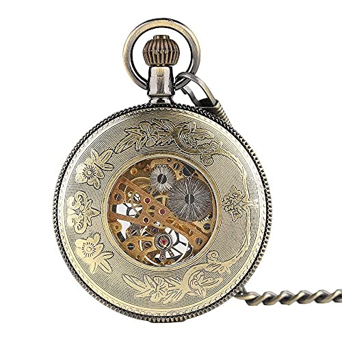 GagalU Exquisite Steampunk Skelett Taschenuhr Männer Frauen Handaufzug Mechanische Anhänger Uhr Stilvolle Halskette Weihnachten von GagalU